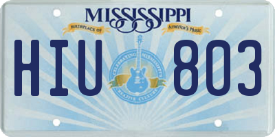 MS license plate HIU803