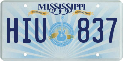 MS license plate HIU837