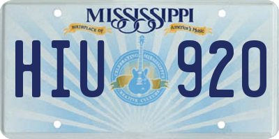 MS license plate HIU920