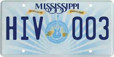 MS license plate HIV003
