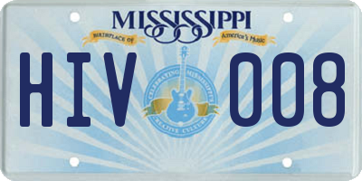 MS license plate HIV008