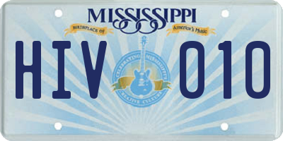 MS license plate HIV010