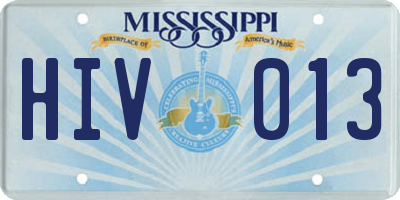 MS license plate HIV013