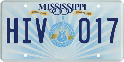 MS license plate HIV017