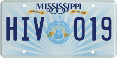 MS license plate HIV019