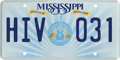 MS license plate HIV031