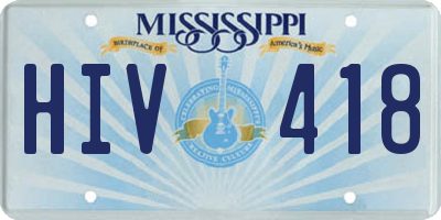 MS license plate HIV418