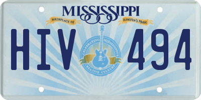 MS license plate HIV494