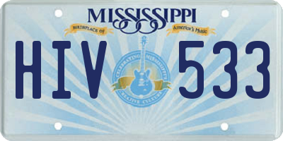 MS license plate HIV533
