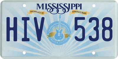 MS license plate HIV538