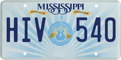 MS license plate HIV540