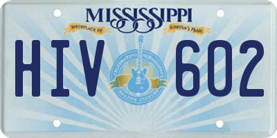 MS license plate HIV602