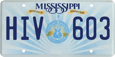 MS license plate HIV603