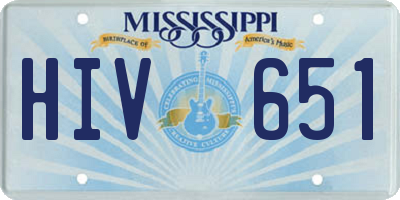 MS license plate HIV651
