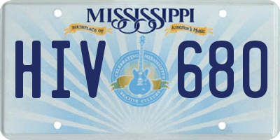 MS license plate HIV680
