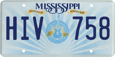 MS license plate HIV758