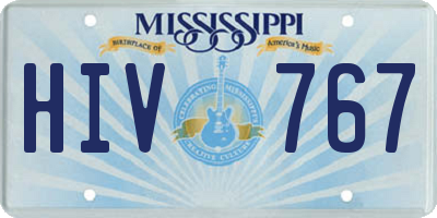 MS license plate HIV767