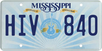 MS license plate HIV840