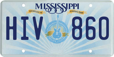 MS license plate HIV860