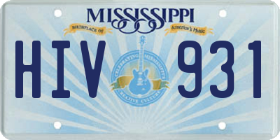 MS license plate HIV931