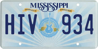 MS license plate HIV934
