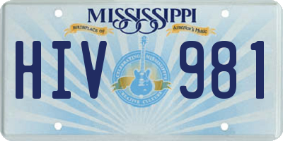 MS license plate HIV981