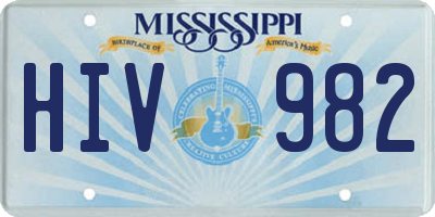 MS license plate HIV982