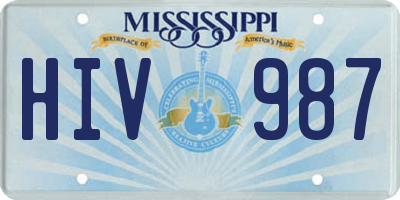MS license plate HIV987