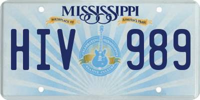 MS license plate HIV989