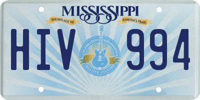 MS license plate HIV994