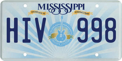 MS license plate HIV998