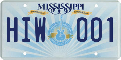 MS license plate HIW001