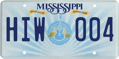 MS license plate HIW004