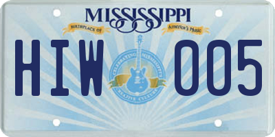 MS license plate HIW005
