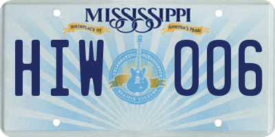 MS license plate HIW006