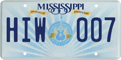 MS license plate HIW007