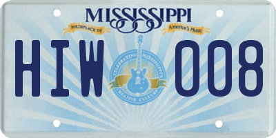MS license plate HIW008