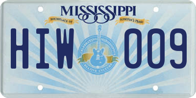 MS license plate HIW009