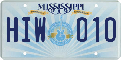 MS license plate HIW010