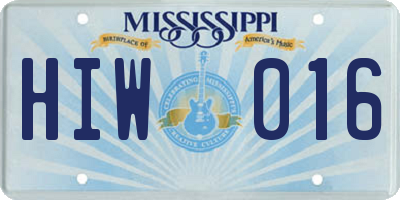 MS license plate HIW016
