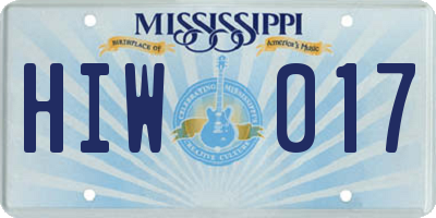 MS license plate HIW017