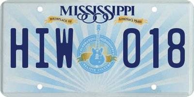 MS license plate HIW018