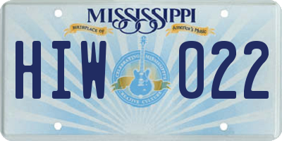 MS license plate HIW022