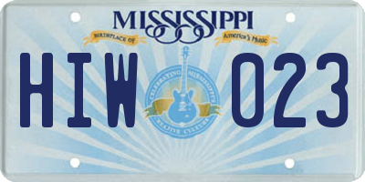 MS license plate HIW023