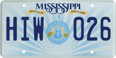 MS license plate HIW026