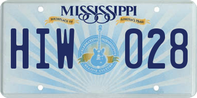 MS license plate HIW028