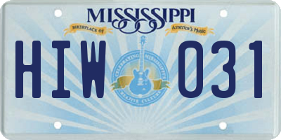 MS license plate HIW031