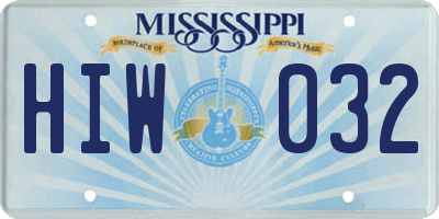 MS license plate HIW032