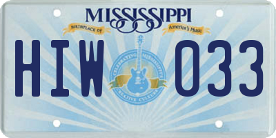 MS license plate HIW033