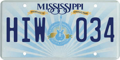 MS license plate HIW034